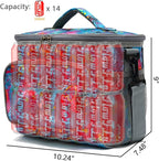 FlowFly Insulated Reusable Lunch Bag Adult Large Lunch Box for Women and Men with Adjustable Shoulder Strap,Front Zipper Pocket and Dual Large Mesh Side Pockets,Heart