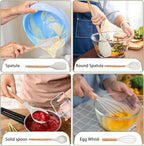 P&P CHEF Silicone Cooking Utensils Set, 8-Piece Kitchen Cooking Utensil with Wooden Handle, Silicone Spatula for Nonstick Cookware, Heat-proof & Easy Clean, Khaki