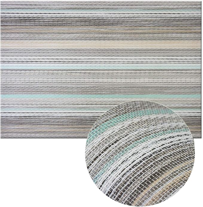 PIGCHCY Stylish Placemats for Dining Table Set of 6, Thicker and Tighter Cross-Woven Placemat Non-Slip Vinyl Washable Table Mats (Multi Teal)