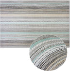 PIGCHCY Stylish Placemats for Dining Table Set of 6, Thicker and Tighter Cross-Woven Placemat Non-Slip Vinyl Washable Table Mats (Multi Teal)
