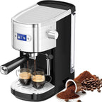 Espresso Machine 20 Bar, Professional Stainless Steel Coffee Maker with LCD Display, Steam Wand, 45oz Removable Water Tank, for Espresso, Cappuccino, Latte at Home or Office, Black