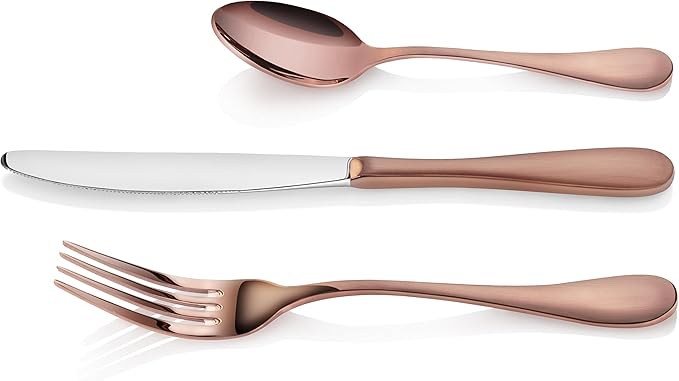 Artaste 56891 Rain 18/10 Stainless Steel Flatware 36-Piece Set, Copper Finish, Service for 12