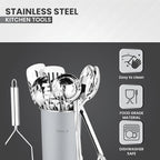 Avador® Premium Set of 10 Stainless Steel (GREY HOLDER) Kitchen Tool Set with Holder Easy To Clean, Space Saving, Great for Cooking, Baking, Prepping (GREY)