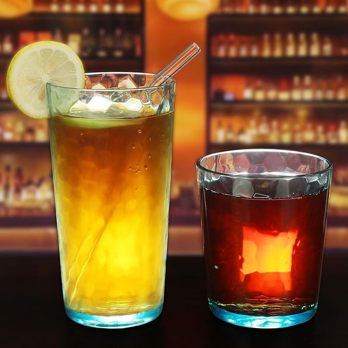 BPA-Free Plastic Tumblers 8 Pack (4x16oz+4×22oz) | Reusable Dishwasher Safe | Stackable Shatterproof Cups | Plastic Drinkware & Drinking Tumblers for Restaurant, Home, Party