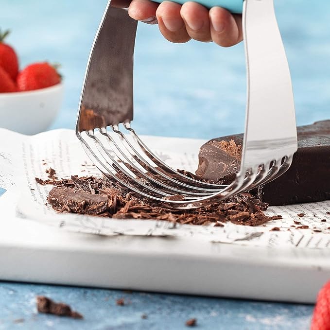 Spring Chef Dough Blender, Top Professional Pastry Cutter, Heavy Duty Baking Tool with Stainless Steel Blades, Medium Size, Aqua Sky