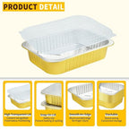 20 Pack 5 LB Aluminum Foil Pans, Heavy Duty, 11"8"2" Aluminum Food Containers with Lids for Baking, Meal Prep, Freezer, Heating and Takeout