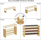 Bambloom Wine Rack Freestanding Floor, Stackable Wine Bottle Storage, Wooden Free Standing Wine Stand Organizer for Kitchen,Cellar. 36 Bottles Wine Holder Display Shelves for Champagne(Bamboo)