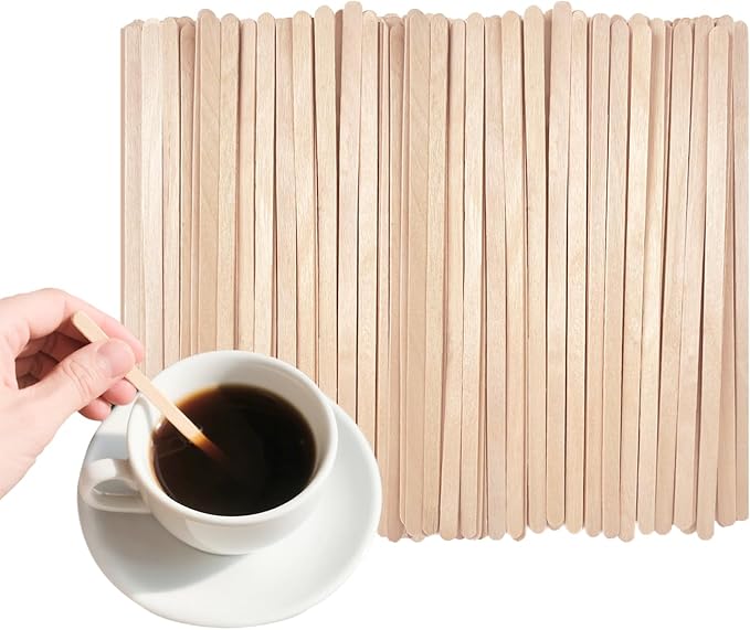 1000 Pack Birch Wood Coffee Stirrers, 7 Inch Sturdy Coffee Stir Sticks, Smooth Round Ends, Splinter-Free Disposable Stir Sticks for Coffee, Cocktails, Office, Home Use