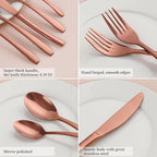 Rosegold 20 Piece Silverware Set,Stainless Steel Flatware Set for 4,18/0 Rust-Proof Cutlery Set with Forks & Spoons,Mirror Polished Dishwasher Safe - Heavy Duty Tableware for Home & Dining