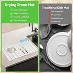 Large Stone Dish Drying Mat for Kitchen Counter, Quick Dry Stone Bath Mats for Bathroom, Foldable Ultra Absorbent Diatomaceous Earth Mat for Dishes Bottles Cups, Match Any Countertop, 23.23'' x 15.4''