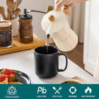 vancasso Stoneware Coffee Mugs Set, 16 oz Ceramic Coffee Cups for Americano Hot Tea Iced Coffee Cold Brew Cocoa Milk Mugs Set of 6, Dishwasher & Microwave Safe, Matte Black