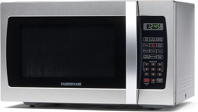 Farberware Countertop Microwave 1000 Watts, 1.3 Cu. Ft. - Microwave Oven With LED Lighting and Child Lock - Perfect for Apartments and Dorms - Easy Clean Stainless Steel