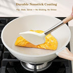 12 Pcs Pots and Pans Set Non Stick, Cookware Sets White Granite Induction Cookware, Non-toxic Healthy Nonstick Kitchen Cooking Set with Frying Pans Set, Saucepans (PFAS/PFOA/PFOS Free)