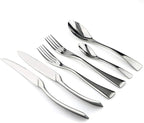 18/10 Stainless Steel Flatware Set, Serrated Steak Knife, Mirror Polishing Silver, Service for 4