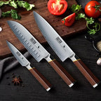 3 Pieces Knife Set, Ultra-Sharp Japanese Super Steel Kithen Knives Set, Professional Chef Knife Set with Ergonomic Wooden Handle & Gift Box