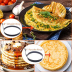 8" Omelette Ring,6" Pancake Ring,4" Griddle Egg Ring,Non-stick Stainless Steel Egg Cooker Omelet Ring Set(Upgrade Large 3 Packs Egg Cooking Rings for Griddle Frying Egg with Oil Brush & Egg Separator)