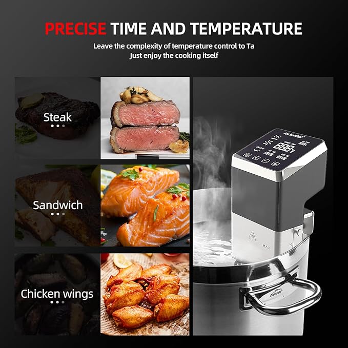 AnchorChef Immersion Circulator, Commercial Restaurant Sous Vide Machine，Large capacity sous vide, Fast-Heating，Sous vide cooker 1400W，With large Touchscreen Accurate Temperature Timer (110V)