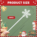 80 Pcs Snowflake Coffee Stirrers, Acrylic Winter Drink Stirrers Reusable Beverage Stir Sticks Hot Cocoa Chocolate Bar Supplies for Christmas Coffee Bar Kitchen Home
