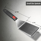 Small Spatula for Cast Iron Skillets, Full Tang silicone Handle, Heat Resistant, Commercial Grade Heavy Duty Turner, Press Burger Spatula Turner for Flipper, Cooking, Serving, 2.7" Wide