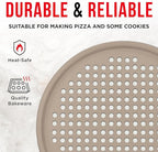 Non-Stick Pizza Pan 1 Pack, 13 Inch Round Carbon Steel Pizza Tray with Perforated Holes for Crispy Crust, PFOAPFOSPTFE Free, Dishwasher & Oven Safe Up To 450°F, Durable Nonstick White Marble Coating