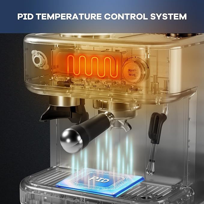 Automatic Espresso Coffee Machine with Grinder, Steam Milk Frother, LCD Display, 78 OZ Removable Water Tank for Cappuccino and Latte