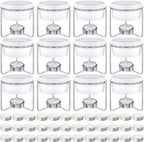 60 Pcs Ceramic Butter Warmers Set, Include 12 Butter Warmers for Seafood Melter with Stands, 48 Tea Light Candles Food Warmer Candle for Fondue Chocolate Dishwasher Microwave Oven Safe