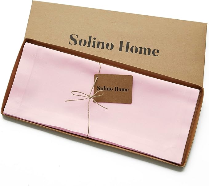 Solino Home Pink Table Runner 108 Inches Long - Dru Cotton Linen Dining Table Runner 14 x 108 Inch for Summer, Halloween - Handcrafted and Machine Washable