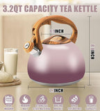 Tea Kettle for Stove Top, 3.2QT Whistling Tea Pots with Wood Parttern Handle, Stainless Steel Teapot for Home and Kitchen (Purple Gradient)