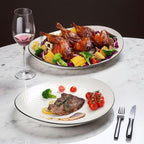 15" Large Serving Platter - Oval Large Serving Tray, Ceramic Serving Dish, White Platters for Serving Food, Appetizers, Entertaining, Party, Set of 2