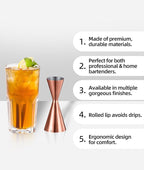 Slim Jigger for Bartending 8 Measurements Inside Cocktail Jigger 2 OZ 1 OZ Professional Duty Double Japanese Premium Food Grade Stainless Steel Bar Jigger Bartender Tool Accessories(Copper)