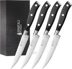 Spartali & Company Premium 4.5-Inch Steak Knife Set of 4 – Serrated Stainless Steel Blades with Ergonomic Handles – Razor-Sharp Cutlery for Effortless Meat Slicing – Dishwasher Safe, Rust-Resistant.