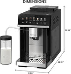 Kenmore Fully Automatic Coffee Maker - with Grinder, Milk Frother & Steamer, Auto Tamper, Descaler Expresso Machine, cafeteras electricas modernas machines For Home/Office Black