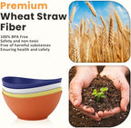 Homienly Wheat Straw Bowls Set Serving Bowls Plastic Bowls Reusable 26oz Microwave & Dishwasher Safe Cereal Bowls Unbreakable for Cereal,Salad,Fruit,Soup Bowls- Modern Color