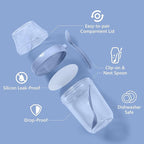 Felli On the Go Yogurt Parfait Snack Cup with Lid 100% Leak Proof, Reusable Travel Container with Spoon + Fruit & Granola Holder for To Go Cereal, Overnight Oats, Chia Pudding Jar (2, Blue Moon)