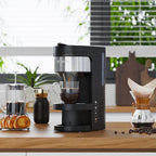 Single Serve Hot & Iced Coffee Maker, for K Cup Pod and Grounds, 6 to 24oz Brew Size, Slim Compact for Small Spaces, Descaling Reminder, with Reusable Filters, Black