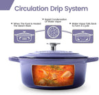Enameled Cast Iron Covered Dutch Oven with Dual Handle, Dutch Ovens with Lid for Bread Baking, Safe to 500 degrees, 3.5 Quart, Purple