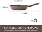 SENSARTE Nonstick Frying Pan Skillet, Omelette Pan, Healthy Stone Cookware Chef's Pan, PFOA Free, Toffee Brown (12.5 Inch)