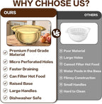 Stainless Steel Strainers for Kitchen, Stainless Steel Colander, Kitchen Strainer for Pasta Fruits Vegetables, 3 Pack Strainers and Colanders(2QT, 3QT, 5QT), Rust-Proof & Dishwasher Safe, Gold