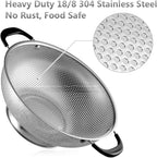 Tiawudi 18/8 Stainless Steel Colander, Easy Grip Micro-Perforated 5-Quart Colander, Strainer with Riveted and Heat Resistant Handles, BPA Free. Great for Pasta, Noodles, Vegetables and Fruits