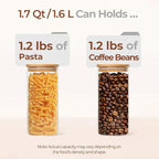 ComSaf 1.7 Qt Glass Storage Containers with Lids, Glass Jars with Lids, Clear Food Storage Jar, Round Canister Set of 3, Pantry Organizers for Pasta Flour Cookie Rice Tea Coffee Bean