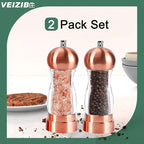 Pepper Mill Set, Classical Hand Shake Pepper Grinder Set And Gorgeous Salt, Ceramic Blades With Adjustable Coarse Mill, Enjoy Best Fresh Ground Pepper Sea Salts Various spices