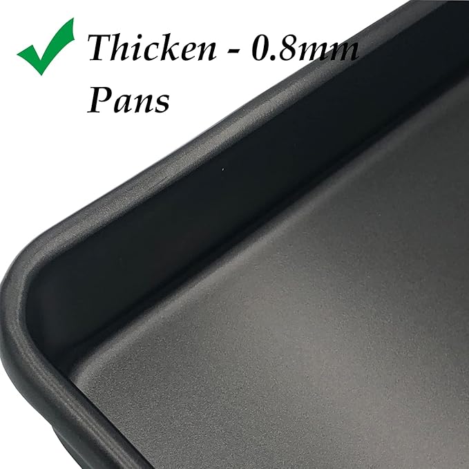 Small Baking Pans 11x9 Inch 2Pcs Mini Cookie Sheets Toaster Oven Tray Nonstick Thicken Brushed Carbon Steel No Warp Magnetic 1 to 2 Person Bakeware by HYTK