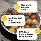 IDL Packaging 9" Round Aluminum Foil Pans with Dome Lids (Pack of 25) - Disposable Aluminum Container with Clear Plastic Lids - Great for Baking, Cooking, Serving