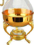 Fockety Vintage Turkish Coffee Pot Set, Decorative Glass Teapot, Heatable Glass Tea Kettle with Lid and Cup, Multi-Purpose Beverage Kettle, Unique Design, Gold