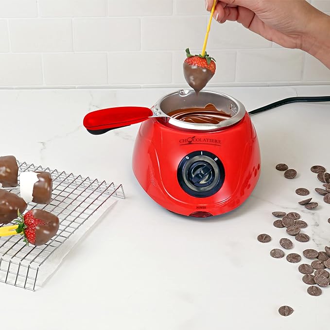 Total Chef Single Pot Chocolate Melter - Electric Candy Melting Hot Fondue Pot With 32+ Accessories, Serving 1 cup Dark or White Melted Chocolate For Dipping Party Desserts, 8.8 Oz (250 g) Capacity