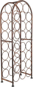PAG 23 Bottles Arched Freestanding Floor Metal Wine Rack Wine Bottle Holders Stands, Antique Brown