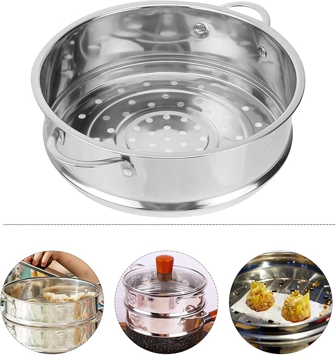 9 Inch Steamer Basket, STOBAZA Stainless Steel Steamer Insert for Pot, Veggie Rack with Handle, Vegetable Basket for Pot, Dishwasher Safe