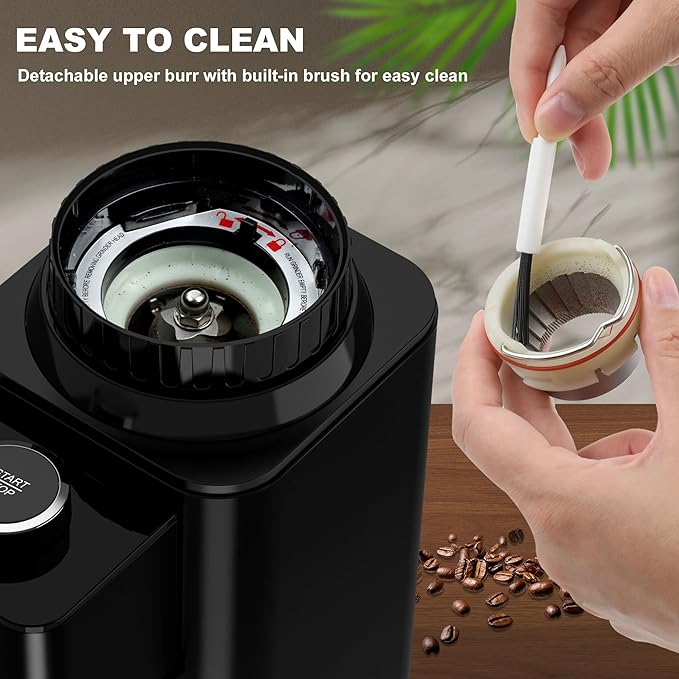 Conical Burr Espresso Coffee Grinder Electric, Coffee Bean Grinder for Home Use Upgraded 48 Grind Settings, 35s Precision Timer, Anti-Static for Pour Over/Drip/French Press, Stainless Steel Black