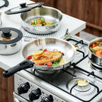 ROYDX 3-Ply Pots and Pans Set,18/10 Stainless Steel Cookware Set with Detachable Handles,PFOA Free, Frying Pan,Saucepans with Lid for All Stoves, Dishwasher and Oven Safe, Camping