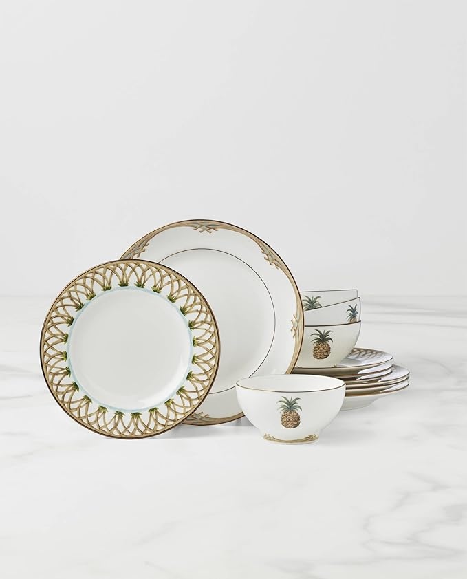 Lenox 896692 British Colonial Bamboo 12-Piece Dinnerware Set